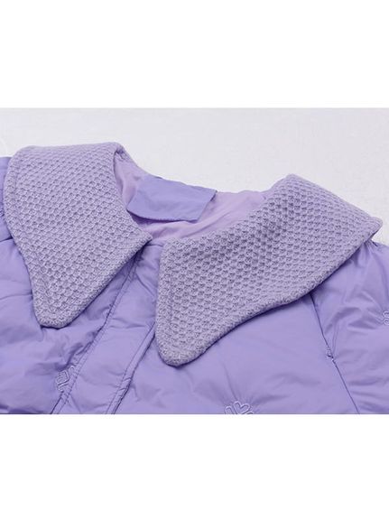 ニットの襟や四葉クローバー刺繍キルティングのキュートなダウンジャケット　大きいサイズレディース（ダウンジャケット・コート・ベスト）sanmaru（サンマル）  10