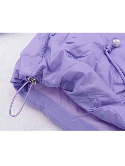 ニットの襟や四葉クローバー刺繍キルティングのキュートなダウンジャケット　大きいサイズレディース（ダウンジャケット・コート・ベスト）sanmaru（サンマル）  16