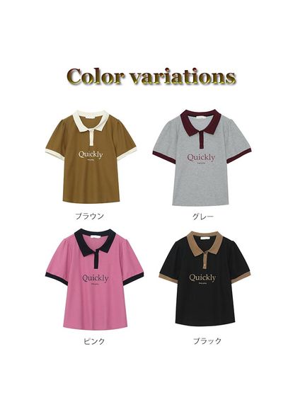 大人カジュアルなキレイめロゴデザイン 半袖 配色ポロシャツ　大きいサイズレディース（ポロシャツ）sanmaru（サンマル）  19
