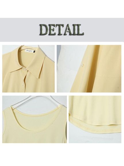 リブタンクトップとオーバーサイズシャツ同色セットアップ（アンサンブル・セット）sanmaru（サンマル）  17