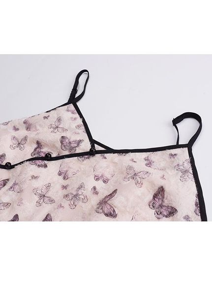 立体花刺繍の半袖ジャケットと蝶柄肩紐ワンピースのセットアップ（セットアップ（トップス＆ボトム））sanmaru（サンマル）  09