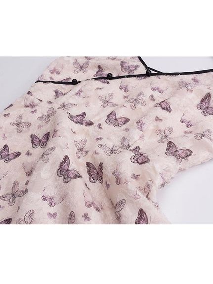 立体花刺繍の半袖ジャケットと蝶柄肩紐ワンピースのセットアップ（セットアップ（トップス＆ボトム））sanmaru（サンマル）  10