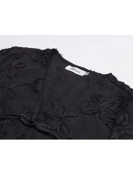 立体花刺繍の半袖ジャケットと蝶柄肩紐ワンピースのセットアップ（セットアップ（トップス＆ボトム））sanmaru（サンマル）  14