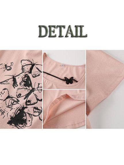 バタフライプリント＆モチーフのガーリーデザイン 半袖Ｔシャツ（Tシャツ）sanmaru（サンマル）  15