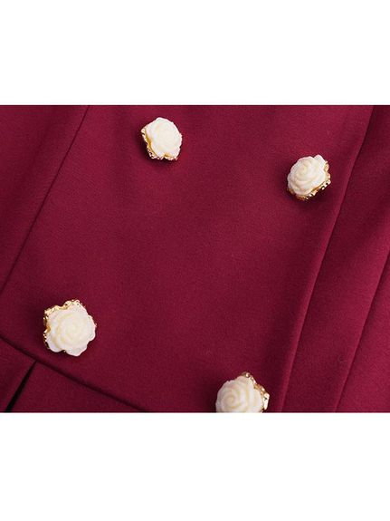 薔薇ボタンのダブルブレストデザイン スクエアネック ワンピース  　大きいサイズレディース（ロング・マキシ丈ワンピース）sanmaru（サンマル）  12