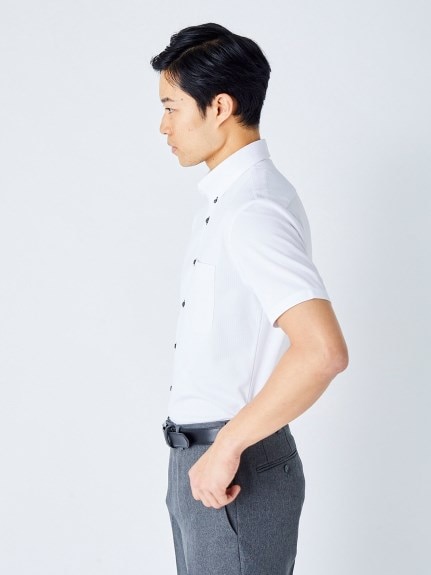【大きいサイズ/メンズ】ノーアイロン半袖ストレッチiシャツ 襟裏配色デザインアイシャツ（ボタンダウン）（メンズトップス）MEGASQUARE（アリノマフォーメン）  04