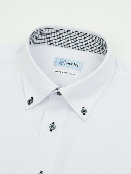 【大きいサイズ/メンズ】ノーアイロン半袖ストレッチiシャツ 襟裏配色デザインアイシャツ（ボタンダウン）（メンズトップス）MEGASQUARE（アリノマフォーメン）  06