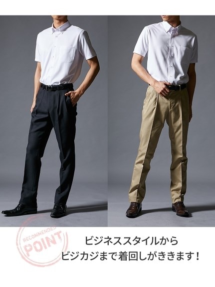【大きいサイズ/メンズ】ノーアイロン半袖ストレッチiシャツ 襟裏配色デザインアイシャツ（ボタンダウン）（メンズトップス）MEGASQUARE（アリノマフォーメン）  11