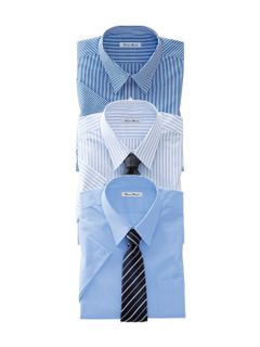 【大きいサイズ/メンズ】抗菌防臭・形態安定半袖ワイシャツ3枚組（ブルー系　レギュラーカラー）（標準シルエット）