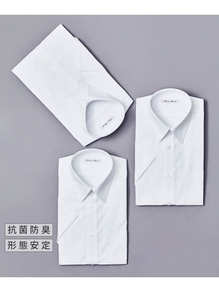 【大きいサイズ/メンズ】抗菌防臭・形態安定半袖ワイシャツ白3枚組（レギュラーカラー）（標準シルエット）（メンズトップス）MEGASQUARE（アリノマフォーメン）  01