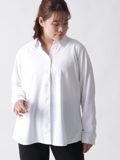 【i-shirt】白無地長袖スキッパー　大きいサイズ レディース