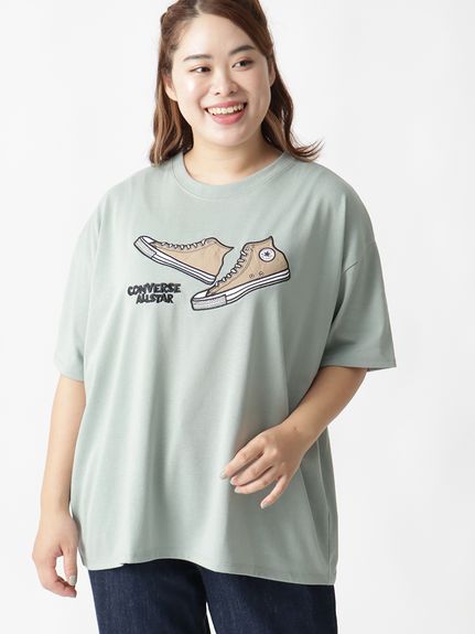 【CONVERSE】天竺ナイロンアップリケシューズＴシャツ　大きいサイズ レディース（Tシャツ）CONVERSE（フォーエル）  10