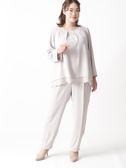 【SalaSweet】裾レースＰＯ＆パンツセットアップ　大きいサイズ レディース
