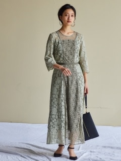 【大きいサイズ / 結婚式・パーティードレス】＜Callarus＞Panel Lace Onepiece Dress