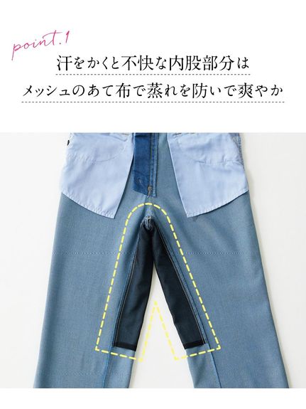 大きいサイズ 風通る股ずれしにくいメッシュデニムストレートパンツ（もっともっとゆったり太もも）（股下73ｃｍ）（デニムパンツ・ジーンズ）SMILELAND（スマイルランド (Lー10L)）  11