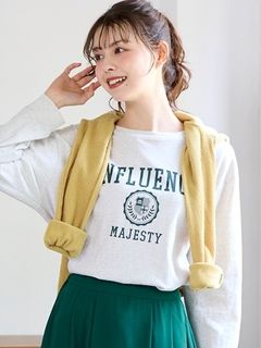 大きいサイズ　ロゴプリント長袖Tシャツ