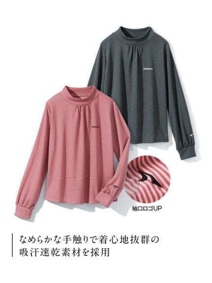 大きいサイズ プチハイネックボーダーTシャツ(吸汗速乾・UVカット・抗菌防臭)/TOURSTAGE（Tシャツ）SMILELAND（スマイルランド (Lー10L)）  05