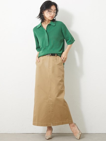 大きいサイズ 綿100％ロングスリットマキシタイトスカート（シックスタイル）（タイトスカート）CHIC STYLE（シックスタイル）  25