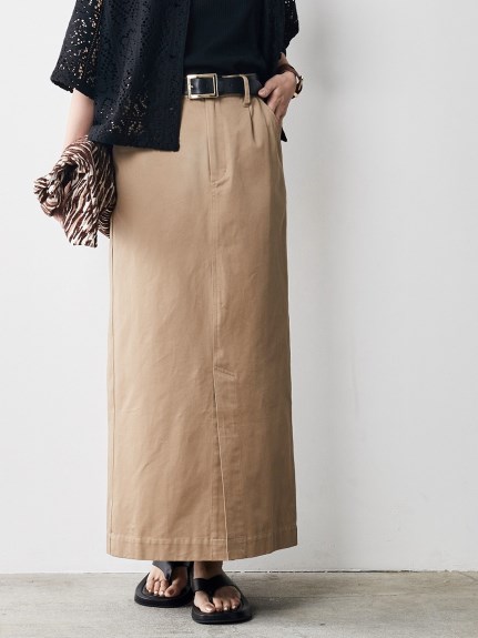 大きいサイズ 綿100％ロングスリットマキシタイトスカート（シックスタイル）（タイトスカート）CHIC STYLE（シックスタイル）  33
