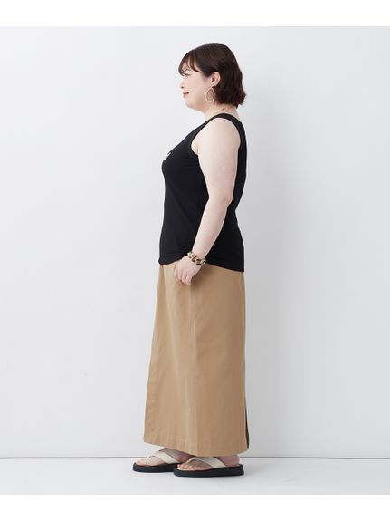 大きいサイズ 綿100％ロングスリットマキシタイトスカート（シックスタイル）（タイトスカート）CHIC STYLE（シックスタイル）  83