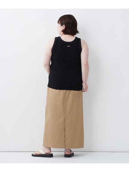 大きいサイズ 綿100％ロングスリットマキシタイトスカート（シックスタイル）（タイトスカート）CHIC STYLE（シックスタイル）  84
