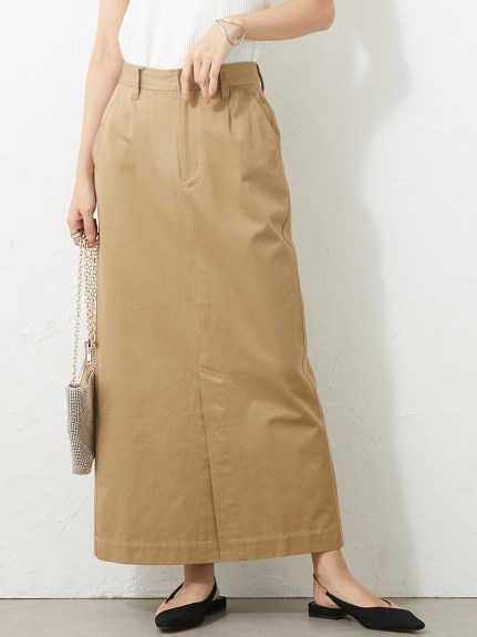 大きいサイズ 綿100％ロングスリットマキシタイトスカート（シックスタイル）（タイトスカート）CHIC STYLE（シックスタイル）  01