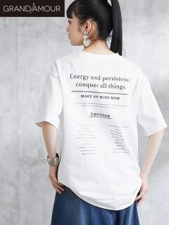 大きいサイズ 綿100％バックロゴプリントTシャツ （グランダムール）