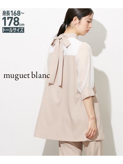 【トールサイズ】バックリボン袖シアーセットアップパンツドレス　muguet blanc　（高身長）（セットアップ（トップス＆ボトム））slattgir（スラットジール）  01