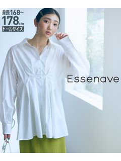 【トールサイズ】ウエストタックブロードシャツ（トールサイズ）Essenave（高身長）