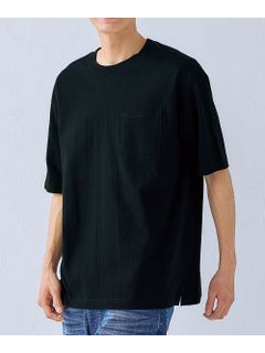 【大きいサイズ/メンズ】綿100％ヘビーウェイトオーバーサイズポケット付5分袖Tシャツ