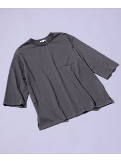 綿100％ヘビーウェイトオーバーサイズ7分袖Tシャツ（胸ポケット付）