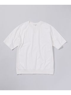 リブ付ミドルウェイト綿100％ オーバーサイズ5分袖Tシャツ