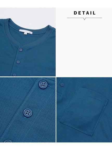 吸汗速乾メッシュ半袖ヘンリーネックポケット付Tシャツ（お腹ゆったり）（メンズトップス）MEGASQUARE(Nissen)（アリノマフォーメン）  16