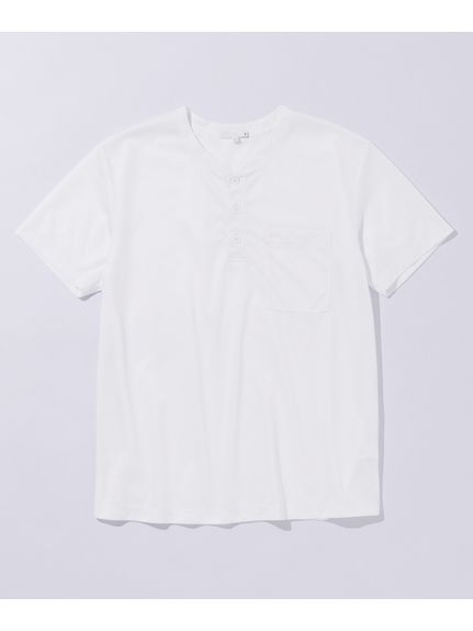 吸汗速乾メッシュ半袖ヘンリーネックポケット付Tシャツ（お腹ゆったり）（メンズトップス）MEGASQUARE(Nissen)（アリノマフォーメン）  01