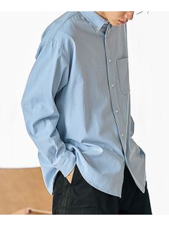 綿100％ツイルオーバーサイズ長袖シャツ