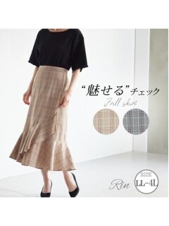 【22夏新着】チェック ペプラムスカート / 大きいサイズ Rin