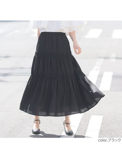 Rin麻レーヨンギャザースカート / 大きいサイズ Rin（ロング丈・マキシ丈スカート）Rin（リン）  14