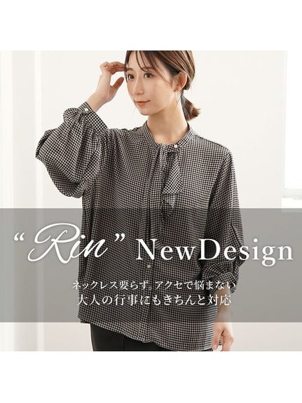 Rin アレンジ自在上品ボウタイブラウス / 大きいサイズ Rin（シャツ・ブラウス）Rin（リン）  04