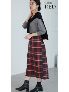 Rin　細魅せチェックツイードスカート / 大きいサイズ Rin