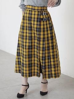 Rin　ベルテッドサイドプリーツスカート / 大きいサイズ Rin