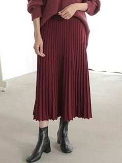 Rin プリーツ風ニットスカート / 大きいサイズ Rin