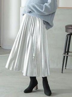 Rin キラキラクロスプリーツスカート / 大きいサイズ Rin