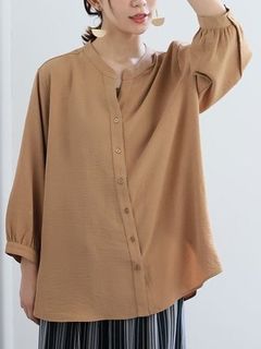 Rin ストレスフリースタンドカラーシャツ / 大きいサイズ Rin