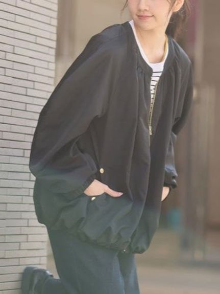 Rin 微光沢ツイルギャザージャケット / 大きいサイズ Rin（ブルゾン・ジャンパー・ライダース）Rin（リン）  02