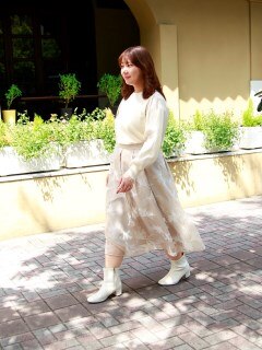 【大きいサイズ】【冬新作】シアーフロッキーフレアスカート(JAPAN Fabric)　EMMA FLORES / エマフローレス