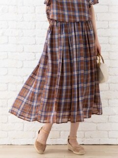 【22夏新作】シアーチェックジャカードスカート / 大きいサイズ サブストリート