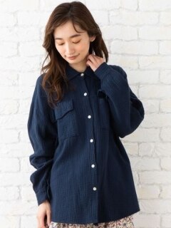 【22夏新作】charli ダブルガーゼCPOシャツ / 大きいサイズ サブストリート