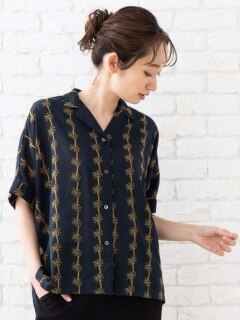 【22夏新作】FONTLAB パームツリー刺繍シャツ / 大きいサイズ サブストリート
