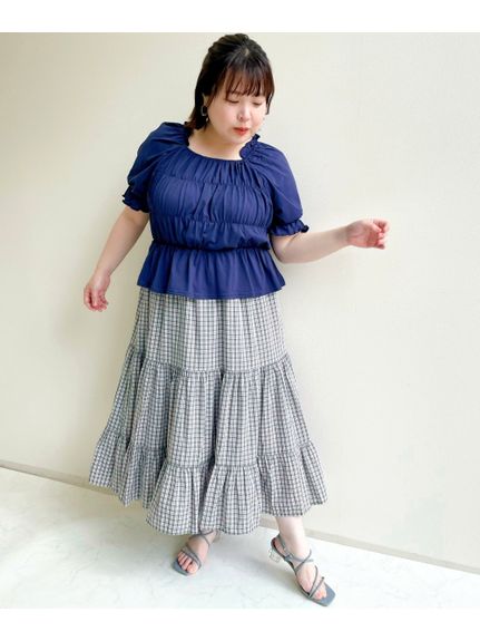 大きいサイズ チェックティアードスカート（marun）（ロング丈・マキシ丈スカート）marun（マルン）  30