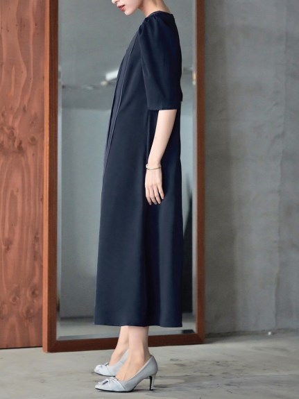 【大きいサイズ】【結婚式・パーティー・オケージョンドレス】＜Callarus＞Front Lace Pleats Design Onepiece  Dress